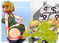 3girls big_ass big_butt black_panties black_thighhighs blonde_hair blue_eyes blush bondage brown_hair disgusted drooling fart fart_cloud fart_fetish fart_torture farting farting_in_face female_only hand_on_hip hooligan_sisters lazei mighty_switch_force multiple_girls one_eye_closed panties patricia_wagon short_hair smile tears thick_thighs thighhighs tied_up tongue_out wayforward