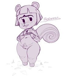 1girls 2021 animal_crossing bottomless chubby furry hazel_(animal_crossing) hexanne lifting_shirt nintendo pubic_hair pussy shortstack sketch thick_thighs thighs uncolored wide_hips