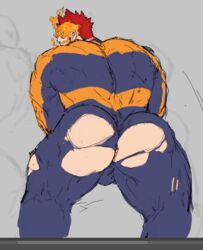 balls bara endeavor_(my_hero_academia) enji_todoroki giantspacetiger male male_only muscles muscular my_hero_academia penis presenting_ass ripped_clothing solo solo_male tora_gy wardrobe_malfunction