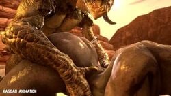 1boy 1girls 3d abs alien_girl animated deathclaw fallout female female_sangheili femsub halo_(series) hands_on_hips horns huge_ass kasdaq male_deathclaw_(fallout) maledom monster monster_girl muscular no_sound sangheili scalie sex straight tagme thick_ass_monster video