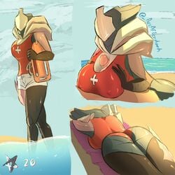 arcafterdark armor athletic_female dat_ass helmet human human_penetrating large_breasts lifeguard paizuri robot_girl saryn_(warframe) titjob warframe