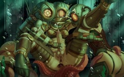 1futa 2girls areolae balls big_penis big_sister_(bioshock) bioshock bioshock_2 breasts clothed clothing cum cum_in_water diving_suit ejaculation erection female full-package_futanari futa_on_female futanari gaping gaping_anus handjob helmet human light-skinned_female light-skinned_futanari light_skin mostly_nude nipples pale_skin penis pussy spread_legs tentacle tentacle_sex themaestronoob underwater water