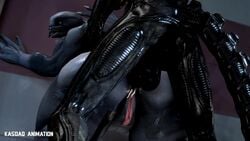 1boy 1girls 3d against_wall alien alien_(franchise) alien_girl alien_only anal anal_penetration anal_sex animated completely_nude female female_sangheili femsub halo_(series) interspecies kasdaq knot male/female male_xenomorph maledom mp4 no_sound sangheili sex video xenomorph