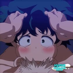 2d animated balls_deep big_eyes black_hair blowjob deepthroat deku facefuck fellatio gay green_eyes hands_on_head hyperlactation_(artist) izuku_midoriya katsuki_bakugou male/male my_hero_academia penis saliva saliva_on_penis spiky_hair twink yaoi