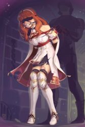 1girls absurdres arms_behind_back ball_gag bangs bare_shoulders bare_thighs blindfold bondage bondage_gear boots bound breasts cape captured celica_(fire_emblem) collar drooling earrings female_focus femsub fire_emblem fire_emblem_echoes:_shadows_of_valentia gag gagged hairband hand_on_another's_shoulder highres kaddo leash long_hair medium_breasts medium_hair nintendo orange_hair red_rope restrained rope royalty saliva saliva_trail sex_toy shibari_over_clothes signature skirt soldier solo_focus sweat thigh_boots thighhighs thighs torn_clothes vibrator vibrator_under_clothes