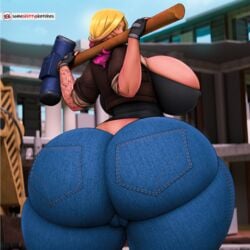 1girls ass big_ass big_breasts blonde_hair breasts clothed clothing dat_ass enormous_ass female female_only fortnite fortnite:_save_the_world gigantic_ass hair hi_res holding_object huge_ass huge_breasts huge_thighs jeans massive_ass multicolored_hair pants penny_(fortnite) pink_hair someshittysketches thick_thighs tight_jeans tight_pants video_games wide_hips