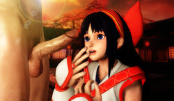 1boy 1girls 3d ainu_clothes big_penis blue_eyes blue_hair el_ratounador faceless_male female female_focus long_hair nakoruru open_mouth penis penis_awe samurai_shodown snk