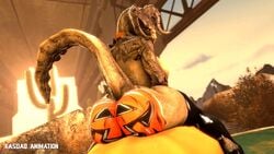 3d animated assjob bethesda_softworks buttjob choker deathclaw fallout fallout_4 female_deathclaw halloween horns kasdaq monster_girl no_sound pumpkin_butt scalie tagme tail thighhighs twerking twerking_on_dick video