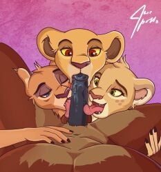 anthro blowjob collaborative_fellatio disney felid fellatio female furry group jace_apollo kiara licking lion male male/female male_pov mammal oral pantherine penile penis pov sex teenager the_lion_king tiifu tongue tongue_out young zuri_(tlg)