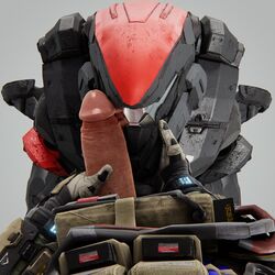 1boy 1girls armor halo_(series) llamasarepink penis pov spartan_(halo) tagme