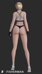 3d big_ass big_breasts big_butt black_thong blender blonde_hair bra disney female female_only fisherman gloves light-skinned_female light_skin necklace sergeant_calhoun shoes short_hair solo sports_bra sportswear thong watermark white_bra wreck-it_ralph