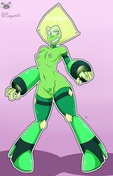 1girls 2d areolae breasts choker female female_focus female_only female_solo gem_(species) green_eyes green_hair green_skin limb_enhancers nipples peridot_(gem) peridot_(steven_universe) pugums pussy solo solo_female steven_universe tagme thighs vagina visor