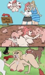 2girls all_fours alternate_version_available animal animal_genitalia animal_penis bestiality big_breasts boardmindless breasts canine canine_penis cartoony commission covered_in_cum covered_in_mud cum cum_in_ass cum_in_mouth cum_in_pussy cum_inside cum_on_body cum_on_breasts dead_or_alive dog dog_penis double_penetration female female_focus feral_on_human french_kiss group_sex honoka_(doa) human interspecies knot knotted_penis lying_down lying_on_stomach male_penetrating_female mud muddy naked ninja_gaiden nipples nude nude_female orgy outdoors outdoors_sex outside outside_sex petting_zoo pig pig_penis pink_hair rachel_(ninja_gaiden) reverse_doggy_style sex tecmo tongue tongue_out zoophilia