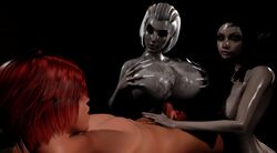 1boy 2girls 3d 3d_hentai_beauties areolae ass between_breasts breasts bubble_ass bubble_butt busty female grey_body grey_hair grey_skin heels hips human human_on_humanoid humanoid legs light-skinned_female light-skinned_male light_skin lips male male/female naked nude nude_female nude_male oral original original_character original_characters outercourse paizuri sex short_hair straight thighs threesome topless upper_body voluptuous wide_hips xalas