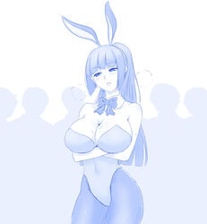 1girls 2019 5boys big_breasts blush breasts bunny_ears bunnysuit cleavage clothed clothing curvy heavy_breathing hi_res monochrome please_don't_bully_me,_nagatoro president_(nagatoro) public revealing_clothes sana_sunomiya simple_background viperxtr white_background wide_hips