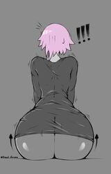 ambiguous_gender androgynous ass assisted_exposure back back_view big_ass big_butt chrona_draws crona_(soul_eater) favorite from_behind huge_ass massive_ass massive_butt no_panties pink_hair shocked solo soul_eater