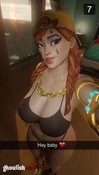 1girls 3d aura_(fortnite) big_breasts black_bra black_thong breasts brown_hair female female_only fortnite ghoulishxxx hat human large_ass light-skinned_female light_skin long_hair selfie solo solo_female straight tagme text thick_thighs thighs twin_braids