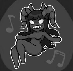 1girls black_body black_hair black_skin blank_eyes demon demon_girl demon_horns featureless_breasts female female_focus genocityzone hair hips horns long_hair nude sharp_teeth siren the_binding_of_isaac the_siren_(the_binding_of_isaac) white_eyes