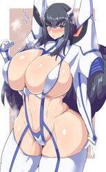 1girls big_breasts black_hair blush breasts eye_contact female gloves huge_breasts junketsu kill_la_kill kiryuuin_satsuki large_breasts long_hair looking_at_viewer partially_clothed rururu82010664 solo thick_thighs thighhighs thighs voluptuous