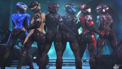 6girls armor dat_ass female female_only halo_(series) helmet lineup looking_at_viewer looking_back multiple_girls power_armor rookie425 skin_tight spartan_(halo)