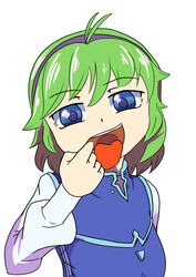 1girls blue_eyes cum cum_in_mouth cum_on_tongue dekkori_imo facial fire_emblem fire_emblem:_the_blazing_blade green_hair looking_at_viewer nino_(fire_emblem) nintendo open_mouth presenting_cum presenting_mouth short_hair smile solo tongue tongue_out upper_body