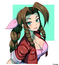 aerith_gainsborough cleavage fair-skinned_female fair_skin female final_fantasy final_fantasy_vii final_fantasy_vii_remake light-skinned_female light_skin simmsy