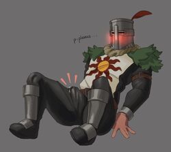 armor blush bulge dark_souls erection erection_under_clothes fromsoftware fully_clothed helmet knight knighterrant male male_only masked masked_male precum precum_through_clothing sitting solaire_of_astora solo tenting