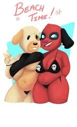 2girls absurd_res ai_upscaled animal_crossing bikini cherry_(animal_crossing) furry goldie_(animal_crossing) nintendo tagme