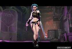 2021 3d animated arcane arcane_jinx belt blender blue_eyes blue_hair breasts clothed crisisbeat explosion female handwear jinx_(league_of_legends) league_of_legends long_hair no_sound panties riot_games solo solo_female source_request tagme video zaun_(city)