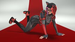 1girls 3d ass cat_ears clothed clothed_female female female_only fortnite fortnite:_battle_royale glasses green_eyes latex latex_suit looking_at_ass lynx_(fortnite) pink_hair rescraft shoes solo thick_ass thick_thighs thighs tight_clothing tight_suit