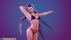 1girls 3d abs bikini breasts female female_only fully_clothed mortal_kombat mortal_kombat_11 muscular_female sindel solo trahao