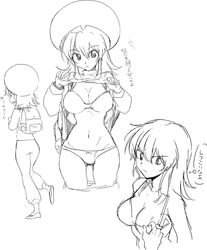 1girls algae_a bra breasts female female_only hat human hunter hunter_x_hunter long_hair monochrome panties ponzu shirt_lift shounen_jump sketch solo tagme undressing