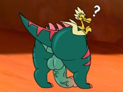 1boy balls bottom_heavy confused dracozolt huge_ass huge_cock male male_only pokémon_(species) pokemon pokemon_ss tail thick_thighs whynotwynaut