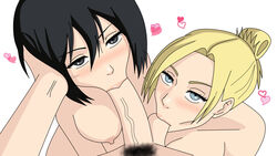 1boy 2girls annie_leonhardt asian asian_female attack_on_titan balls black_eyes black_hair blonde_hair blowjob blowjob_face blue_eyes blush breasts collaborative_fellatio faceless_male fellatio female female_focus grabbing_hair interracial licking licking_balls licking_penis light-skinned_female lips lipstick looking_at_viewer male male/female male_pov mattez_ medium_hair mikasa_ackerman multiple_girls naked nude nude_female nude_male oral penis pov pov_eye_contact sex shingeki_no_kyojin sucking sucking_testicles threesome tied_hair uncensored white_skin