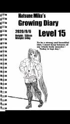 bikini black_and_white diary english_commentary extreme_muscles female flexing_muscles gym hatsune_miku height_growth holding_breast hyper_muscles hyper_thighs leggings long_hair mirror muscle_growth muscular naked naked_female posing ripped_clothing shocked skirt sweating sweaty tagme thijsboiii tie tight_clothing veins video vocaloid weight_gain weightlifting