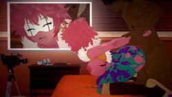 3d 3d_(artwork) 3d_animation 3d_model animated ashido_mina big_breasts black_eyes boku_no_hero_academia bouncing_breasts breasts cum cum_in_pussy cum_inside dark-skinned_male defeated doggy_style evaan filmed filming grabbing grabbing_arm hero_outfit_(mha) heroine horns koikatsu mina_ashido my_hero_academia pink_hair pink_skin roku_(artist) sound tagme video yellow_eyes