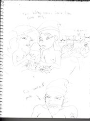 1boy 2007 2girls areolae beard big_penis breasts christmas dani_phantom danny_phantom disney_channel english_text facial_hair fellatio female hat human joss_possible kim_possible large_penis male monochrome multiple_girls nickelodeon nipples oral penis santa_claus sketch small_breasts straight_hair text themushroomking