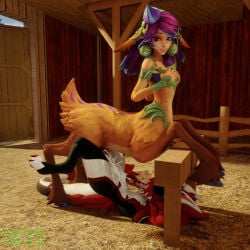 1boy 1futa centaur centaur_futa cum cum_in_ass deer_taur futa_on_male futanari futataur horsecock horsecock_futa horsecock_futanari ian_watts league_of_legends lillia_(league_of_legends)