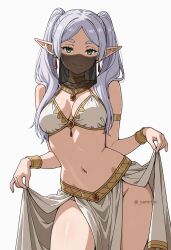 1girls ai_generated elf elf_ears elf_female female female_only frieren frieren_beyond_journey's_end harem_girl harem_outfit slave slave_girl slave_outfit sousou_no_frieren tagme