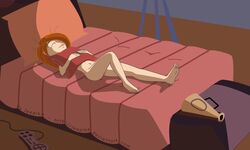 bed brown_hair disney female female_only human human_only jeepika kim_possible kimberly_ann_possible lying on_back on_bed panties sleeping solo straight_hair tagme