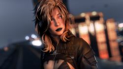 1girls 3d 3d_(artwork) absurd_resolution artist_request beautiful_female beautiful_woman bikini_top black_bikini_top blonde-haired_female blurred_background breasts_focus character_request cleavage cyberpunk_(series) cyberpunk_2077 emotionless emotionless_female female_focus female_only femsub gothic high_resolution huge_breasts long-haired_female solo_female tagme_(artist) tomboy uncaring uncaring_female