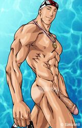 1boy ass balls bara capcom foreskin gay male male_only muscular muscular_male nagare_namikawa penis rival_schools sakuseii solo tagme tan tanline veiny_penis video_games yaoi