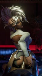 3d 3d_(artwork) 3d_model 3d_render african_female african_male big_black_cock black_on_black blender blender_(artwork) blue_eyes dark-skinned_female dark-skinned_male dark_skin darkprimordials exposed_ass intraracial looking_at_viewer looking_back marvel marvel_comics marvel_rivals mutant mutant_(marvel) netease_games ororo_munroe riding_cock riding_penis storm_(marvel_rivals) storm_(mohawk_rock) storm_(x-men) x-men