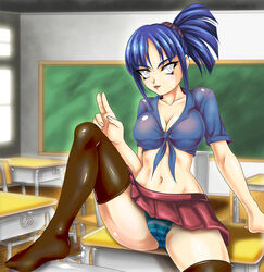 bare_midriff cameltoe cramous female gesture human hyuuga_hinata naruto panties schoolgirl solo striped striped_panties