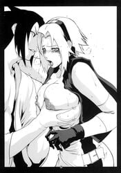 doujinshi female human human_only linda_project male monochrome naruto sakura_haruno sasuke_uchiha short_hair straight tagme