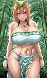 1girls ai_generated big_breasts big_thighs crop_top curvy curvy_body curvy_female curvy_figure curvy_hips curvy_thighs go-toubun_no_hanayome hips huge_breasts kyoru189 large_breasts looking_at_viewer looking_down looking_down_at_viewer mature_female midriff nakano_yotsuba seductive seductive_look shiny shiny_skin solo solo_female thighs