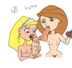 2005 2girls 3boys braceface crossover dark-skinned_male dark_skin dick disney female human interracial kim_possible kimberly_ann_possible male multiple_boys multiple_girls nipples partial_male penis sharon_spitz straight straight_hair themushroomking white_background