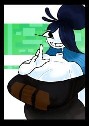artist_request belly_bulge big_breasts chubby chubby_female clothed clothed_female large_breasts oc original_character ramone_(roockrt) roockrt stomach_bulge thick_thighs