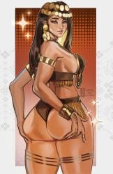 arts_of_paloma ass ass_focus back_view big_ass big_breasts breasts brown_hair brown_skin brown_skinned_female commission female female_artist female_only large_breasts looking_at_viewer looking_back looking_back_at_viewer nice_ass plump_ass rear_view sideboob solo solo_female tan_skin tan_skinned_female twitter_link