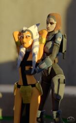 2girls 3d ahsoka_tano airress3d_(3d-modeller) alien blindout bo-katan_kryze clone_wars female female_only femdom multiple_girls nude nude_female petite slave_ahsoka solo_focus star_wars togruta